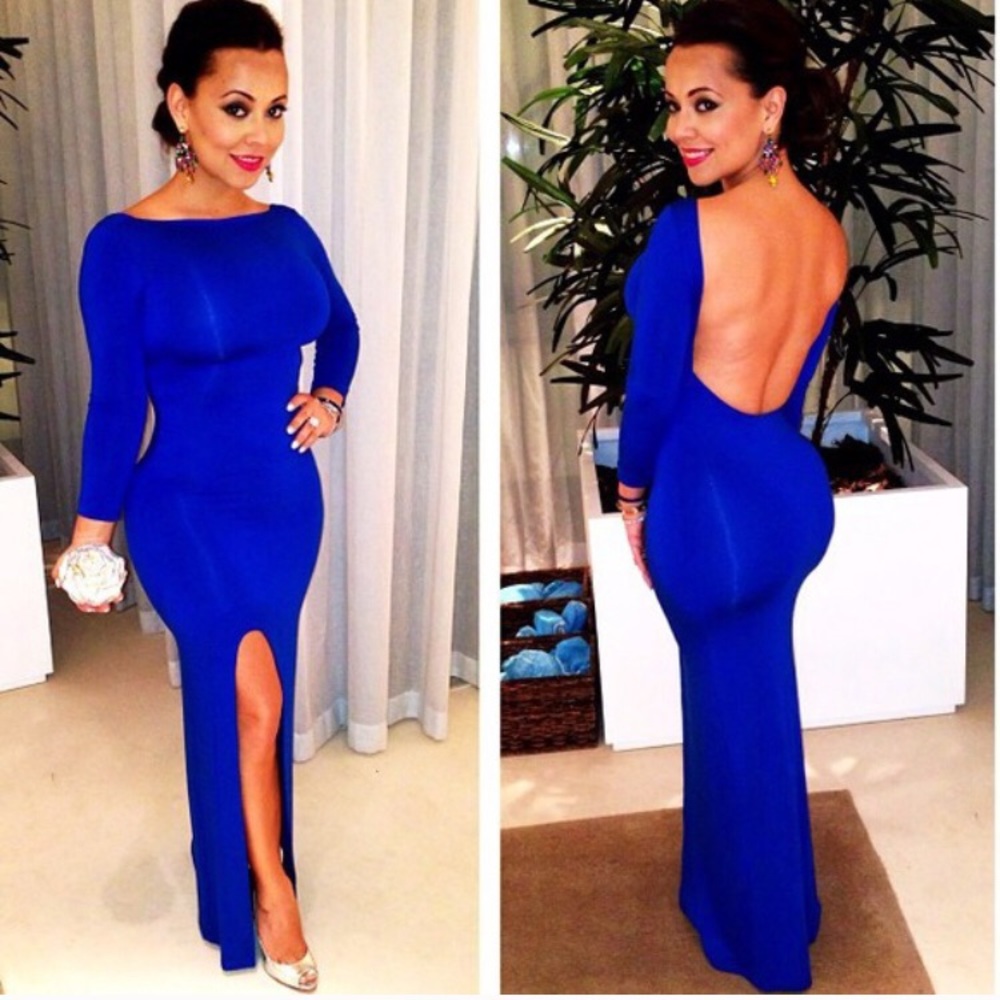 ASOS Royal Blue Low Back Full-Length Dress